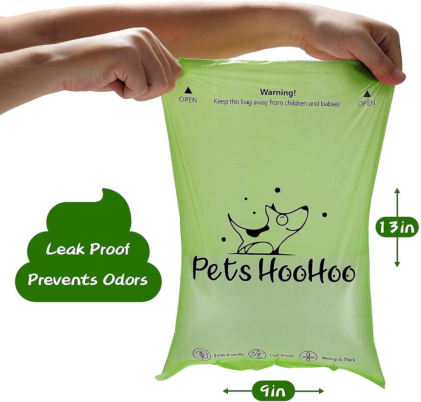 Compostable Dog Poop Bags - Biodegradable Waste Bag, 100% Leak Proof, Long Lasting Litter Bags - 9 X 13 Inches (135 Counts with Dispenser)