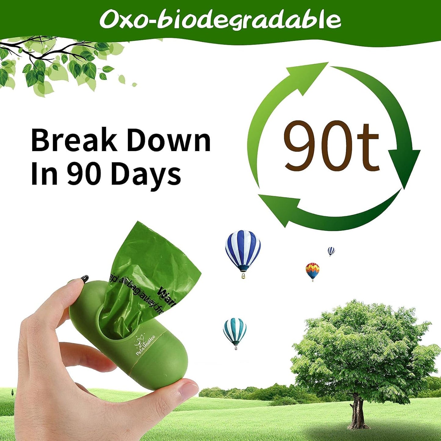 Compostable Dog Poop Bags - Biodegradable Waste Bag, 100% Leak Proof, Long Lasting Litter Bags - 9 X 13 Inches (135 Counts with Dispenser)
