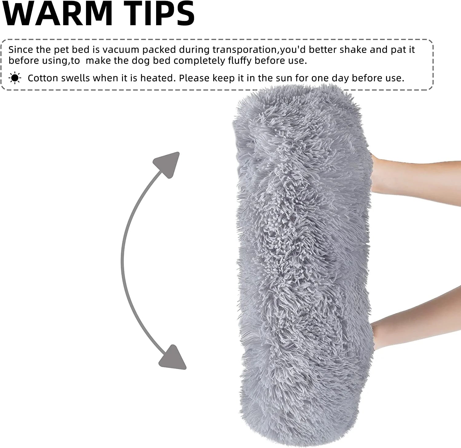 Cat Bed for Indoor Cats,Dog Beds for Small Dogs,  Small Dog Bed, Soft Long Plush Cushion Washable Pet Bed ,Self-Warming Square Cat Bed Anti-Slip Bottom Cushion (22 X 18 X 8 Inch, Gray)