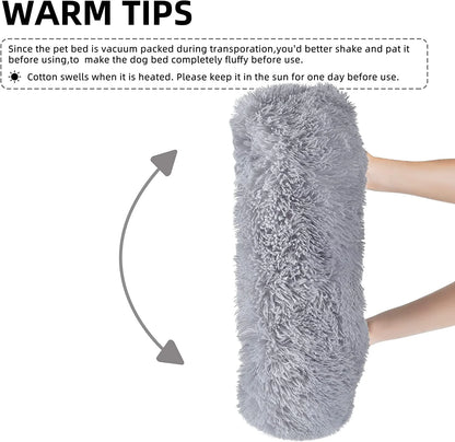Cat Bed for Indoor Cats,Dog Beds for Small Dogs,  Small Dog Bed, Soft Long Plush Cushion Washable Pet Bed ,Self-Warming Square Cat Bed Anti-Slip Bottom Cushion (22 X 18 X 8 Inch, Gray)