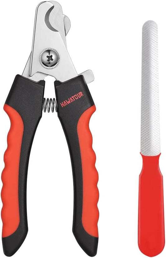 Dog Nail Clippers, Professional Pet Nail Clipper & Trimmers with Safety Guard to Avoid over Cutting, Grooming Razor with Nail File for Medium and Large Dog and Cat, Red