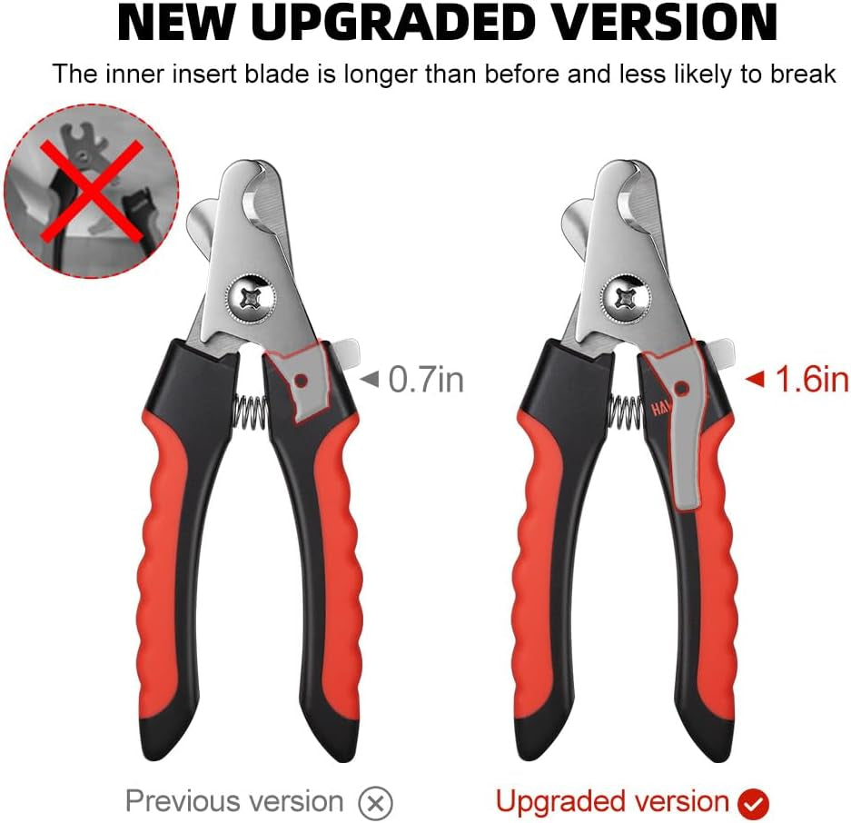 Dog Nail Clippers, Professional Pet Nail Clipper & Trimmers with Safety Guard to Avoid over Cutting, Grooming Razor with Nail File for Medium and Large Dog and Cat, Red