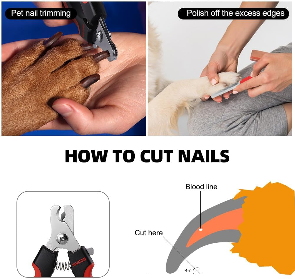 Dog Nail Clippers, Professional Pet Nail Clipper & Trimmers with Safety Guard to Avoid over Cutting, Grooming Razor with Nail File for Medium and Large Dog and Cat, Red