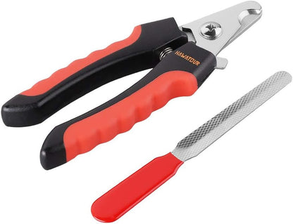 Dog Nail Clippers, Professional Pet Nail Clipper & Trimmers with Safety Guard to Avoid over Cutting, Grooming Razor with Nail File for Medium and Large Dog and Cat, Red